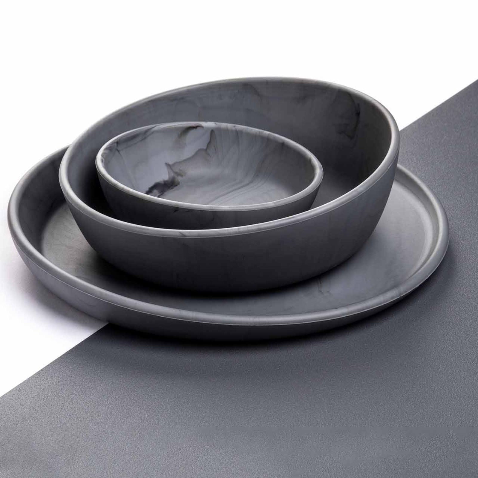 set vaisselle enfant marbre gris graphite