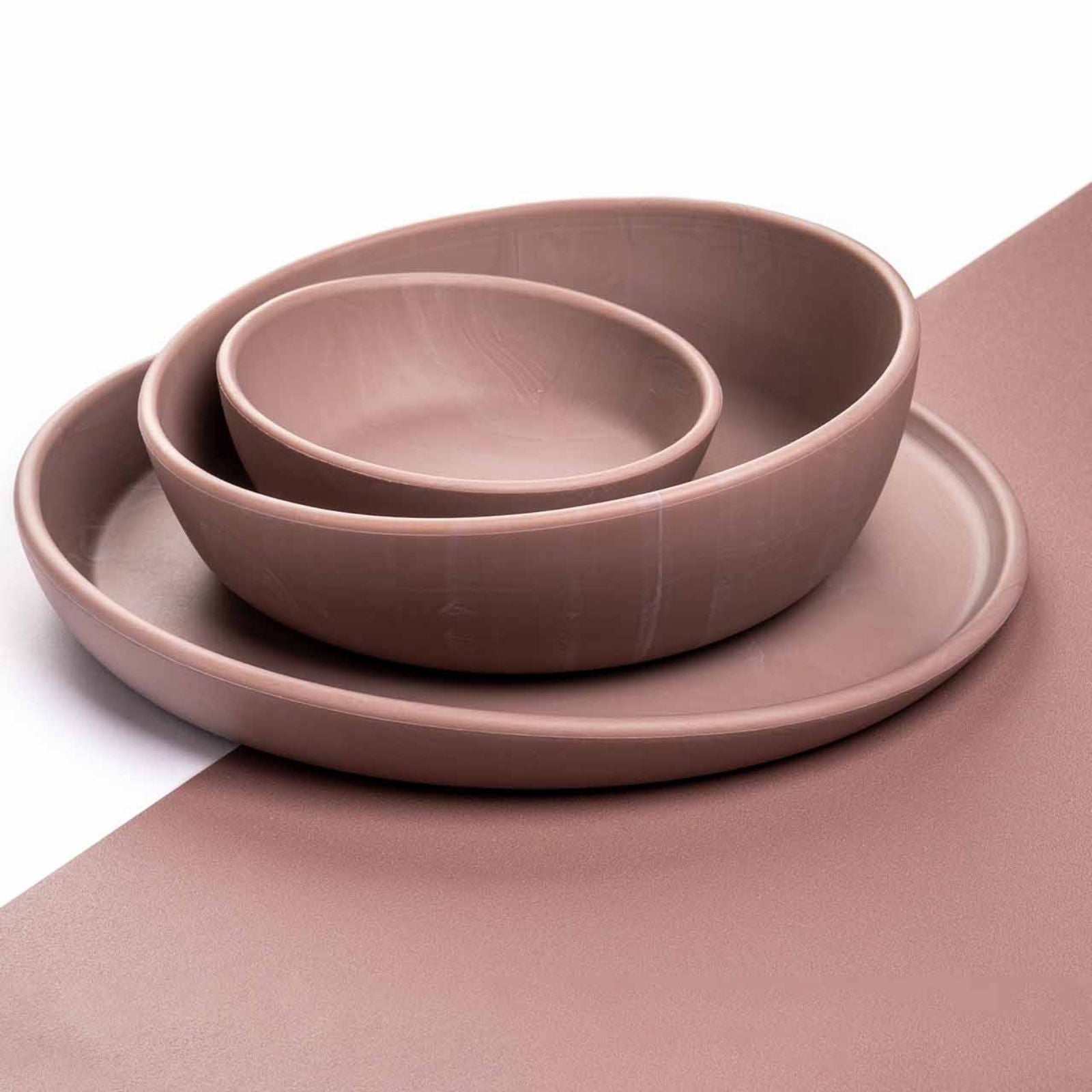 set vaisselle enfant marbre rose
