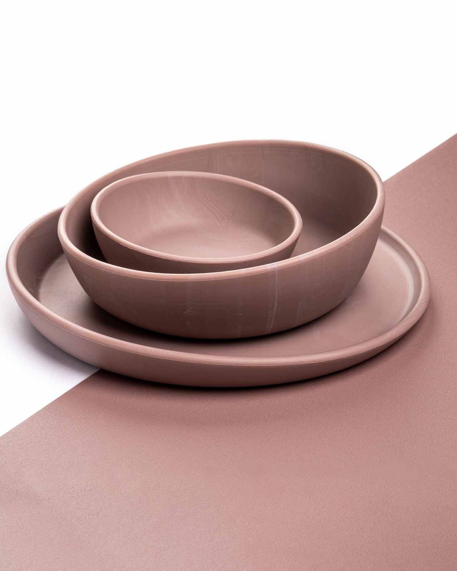 set vaisselle enfant marbre rose